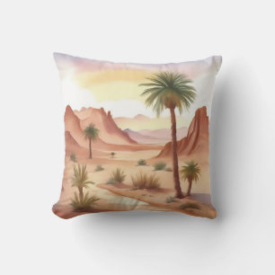 Coussin Paysage de désert avec des palmiers dattiers