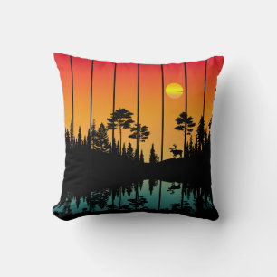 Coussin Paysage de lever de soleil forêt coucher de soleil