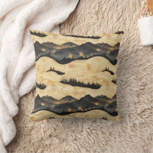 Coussin Paysage de montagnes aux nuages vintage (1)
