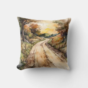 Coussin Paysage de Sunset Country Road