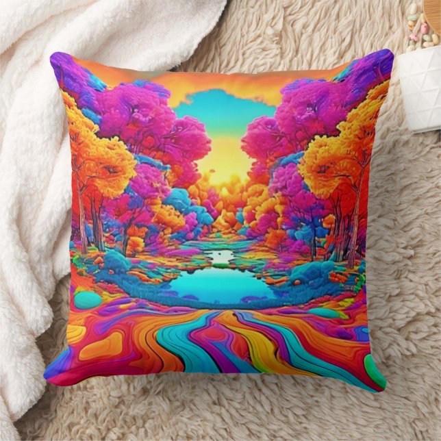 Coussin Paysage Fantastique Coloré (Couverture)