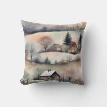 Paysage Hiver Pastel Aquarelle