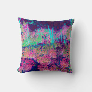 Coussin Paysage Impressionniste Violet et Rose Chaud
