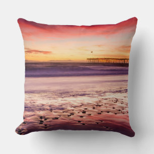 Coussin Paysage marin et jetée au coucher du soleil, CA