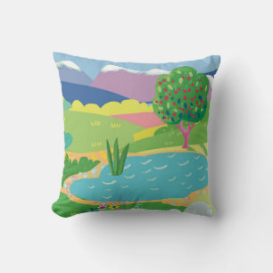 Coussin Paysage tropical d'été. Bonjour, été