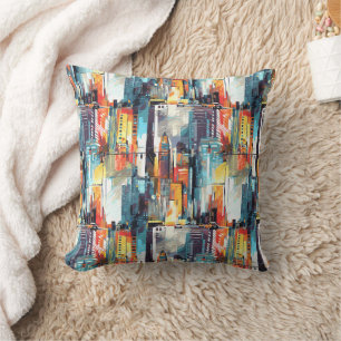 Coussin Paysage urbain cyberpunk abstrait (2)