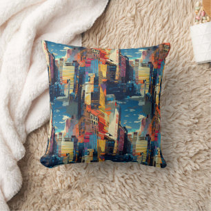 Coussin Paysage urbain cyberpunk abstrait (4)