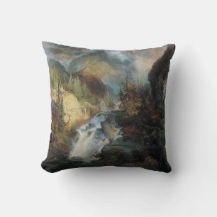 Coussin Paysage vintage Cascade dans les montagnes par Mor
