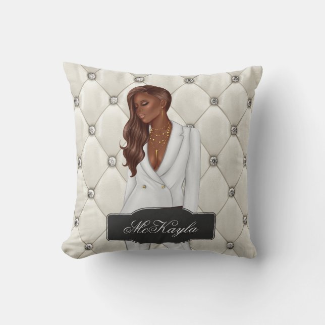 Coussin PDG afro-américain personnalisé Boss Woman Throw (Recto)
