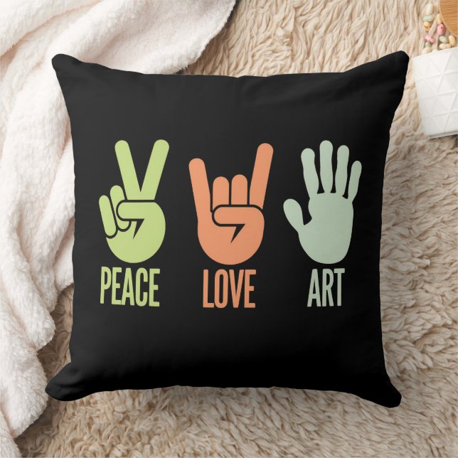Coussin Peace Love Art - Expression créative (Couverture)