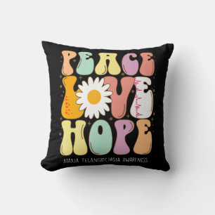 Coussin Peace Love Hope Ataxia Telangiectasia Awareness Gi