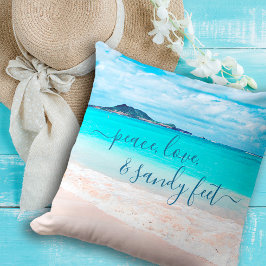 Coussin Peace Love Sandy Feet Hawaii Tropical Beach Photo