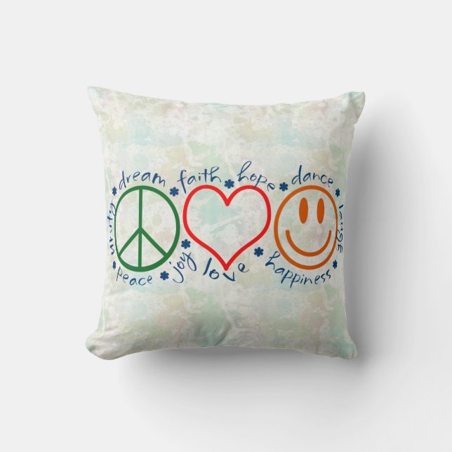 Coussin Peace Love Smile (Recto)