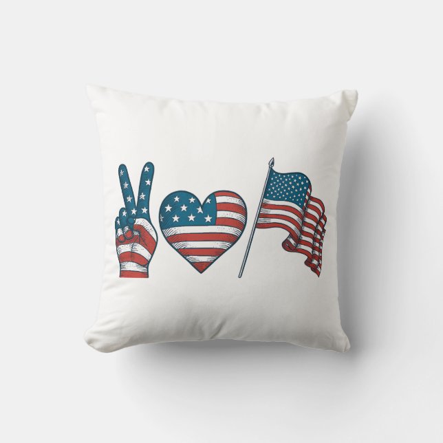 Coussin Peace Love Stars and Stripes (Recto)