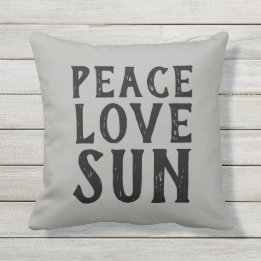 Coussin PEACE LOVE SUN typographie |