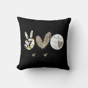 Coussin Peace Love Volleyball Maman Empreinte de léopard C