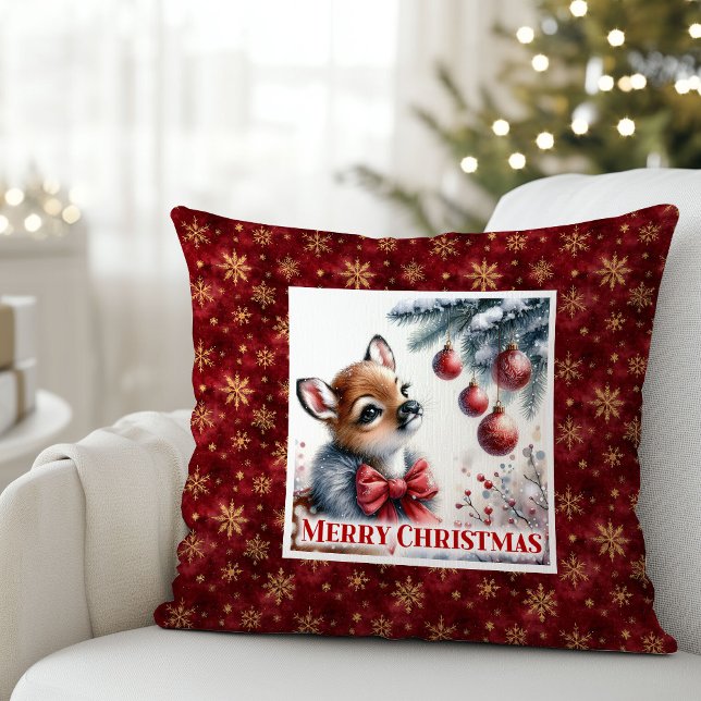 Coussin Peaceful Fawn Christmas Pillow Gift for Kids Cozy  (Peaceful Fawn Christmas Pillow Gift for Kids Cozy Room)
