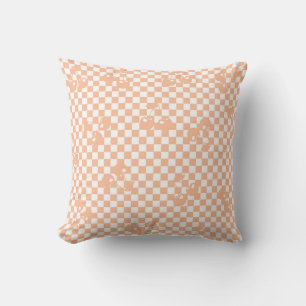 Coussin Peach Fuzz Cherry En vichy Motif