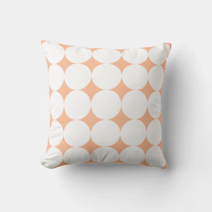 Coussin Peach fuzz orange blanc rétro pois