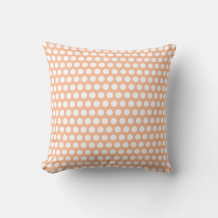 Coussin Peach fuzz rétro petits pois blancs