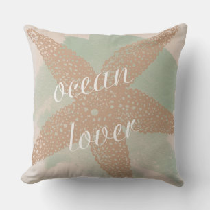 Coussin Peach Mint Starfish Plage Ocean Lover