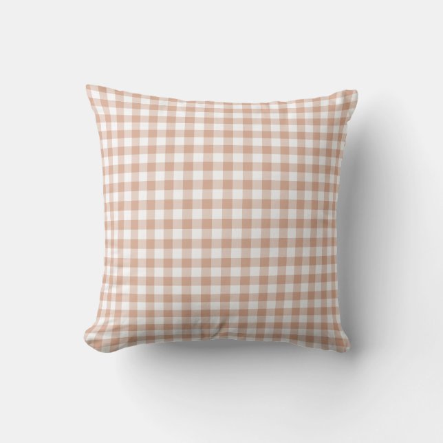 Coussin Peach Plaid Gingham Retro Color (Recto)