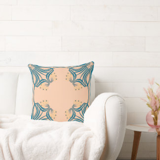Coussin Peach Turquoise Art Nouveau