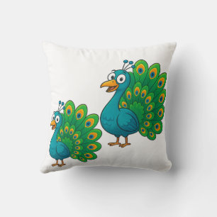 Coussin Peacock de dessin amusant avec Queue colorée