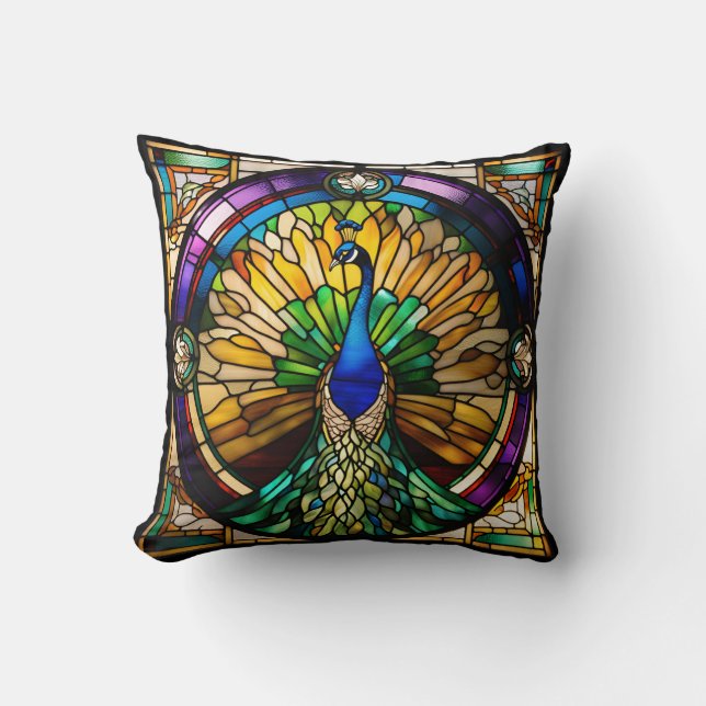 Coussin Peacock en verre tendu (Recto)