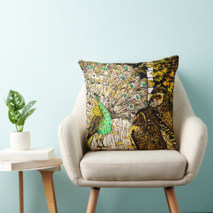 Coussin Peacock et Owls Art nouveau néerlandais