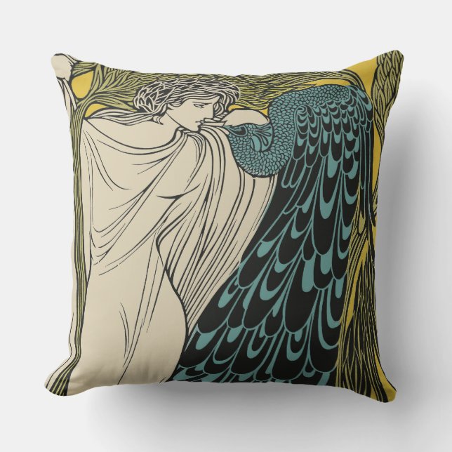 Coussin Peacock Fine Art Bird Nouveau (Recto)