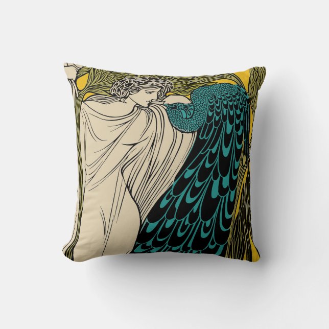 Coussin Peacock Fine Art Bird Nouveau (Recto)