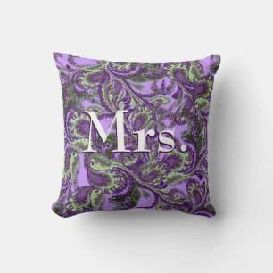 Coussin Peacock Paisley Mariées violettes et vertes