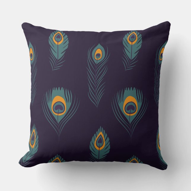 Coussin Peacock plumes Motif Chic tendance élégant (Recto)