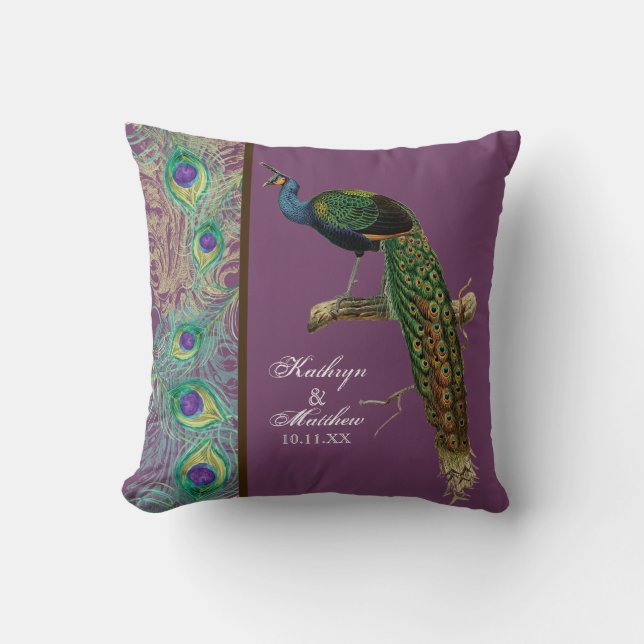 Coussin Peacock vintage, Plumes dans les cuisines Décor (Recto)