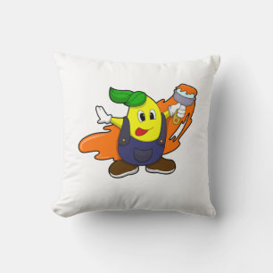 Coussin Pear as Painer with Paint brush