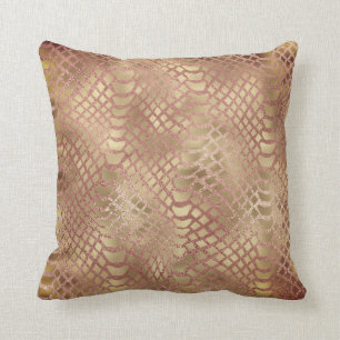 Coussin Peau d'animal africaine de python d'or de Faux de