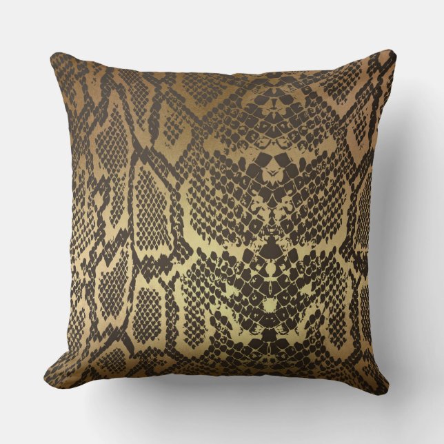 Coussin Peau de serpent noir doré contemporain (Recto)