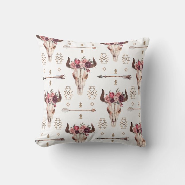 Coussin Peau de taureau natif et flèches patte sans soudur (Recto)