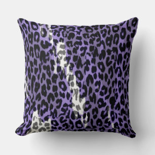 Coussin Peau Empreinte de léopard noire gris violet