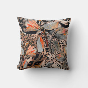 Coussin Peaux animales d'afrique sauvage avec patte de fle