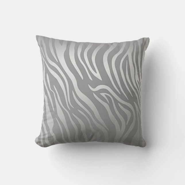 Coussin Peaux animales du Zèbre gris argenté contemporain (Recto)