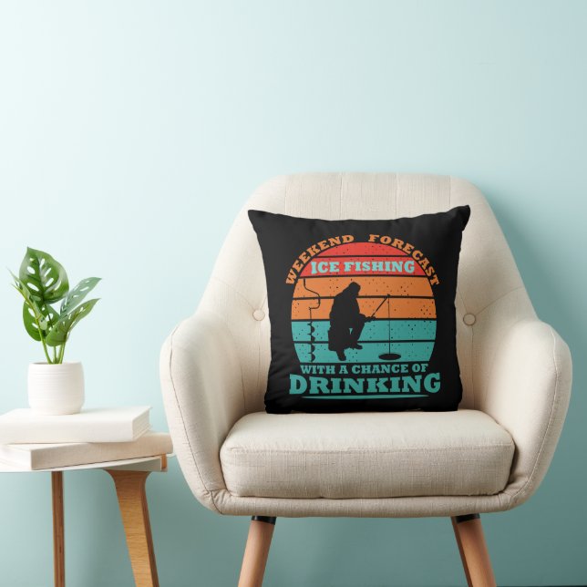 Coussin Pêche à la glace drôle (Chaise)