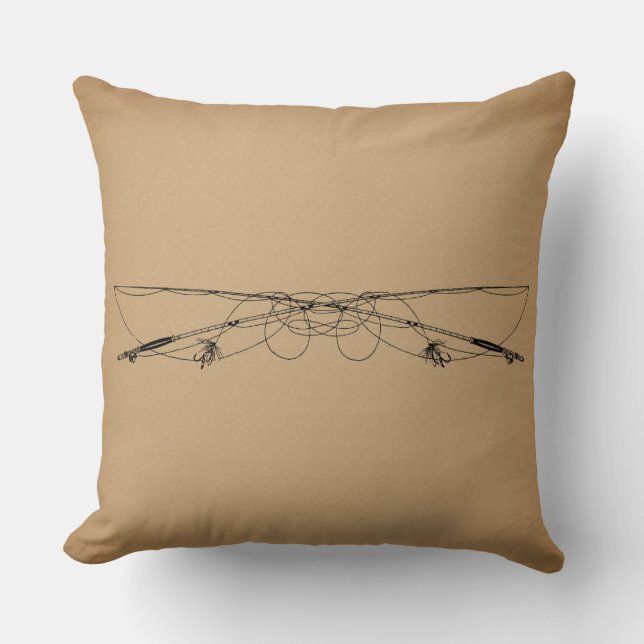 Coussin Pêche à la mouche Poteaux de pêche d'antiquités Vi (Recto)