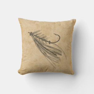 Coussin Pêche de mouche vintage