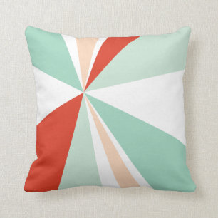Coussin Pêche rouge Seafoam d'éclat d'art géométrique de