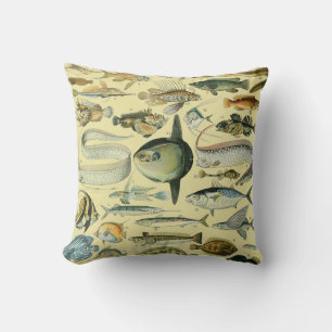 Coussin Pêche scientifique vintage