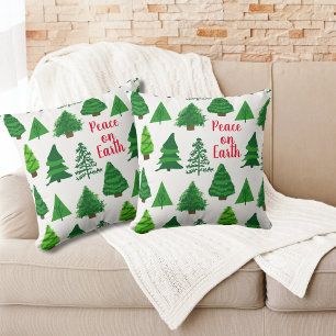 Coussin Pêcher sur Terre Arbres de Noël