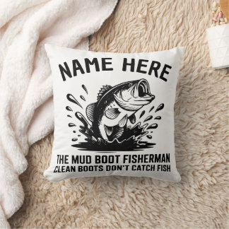 Coussin Pêcheur de Bass à Grande Bouche au Nom Personnalis