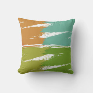 Coussin Peinture à brosse verte orange citron vert no 3